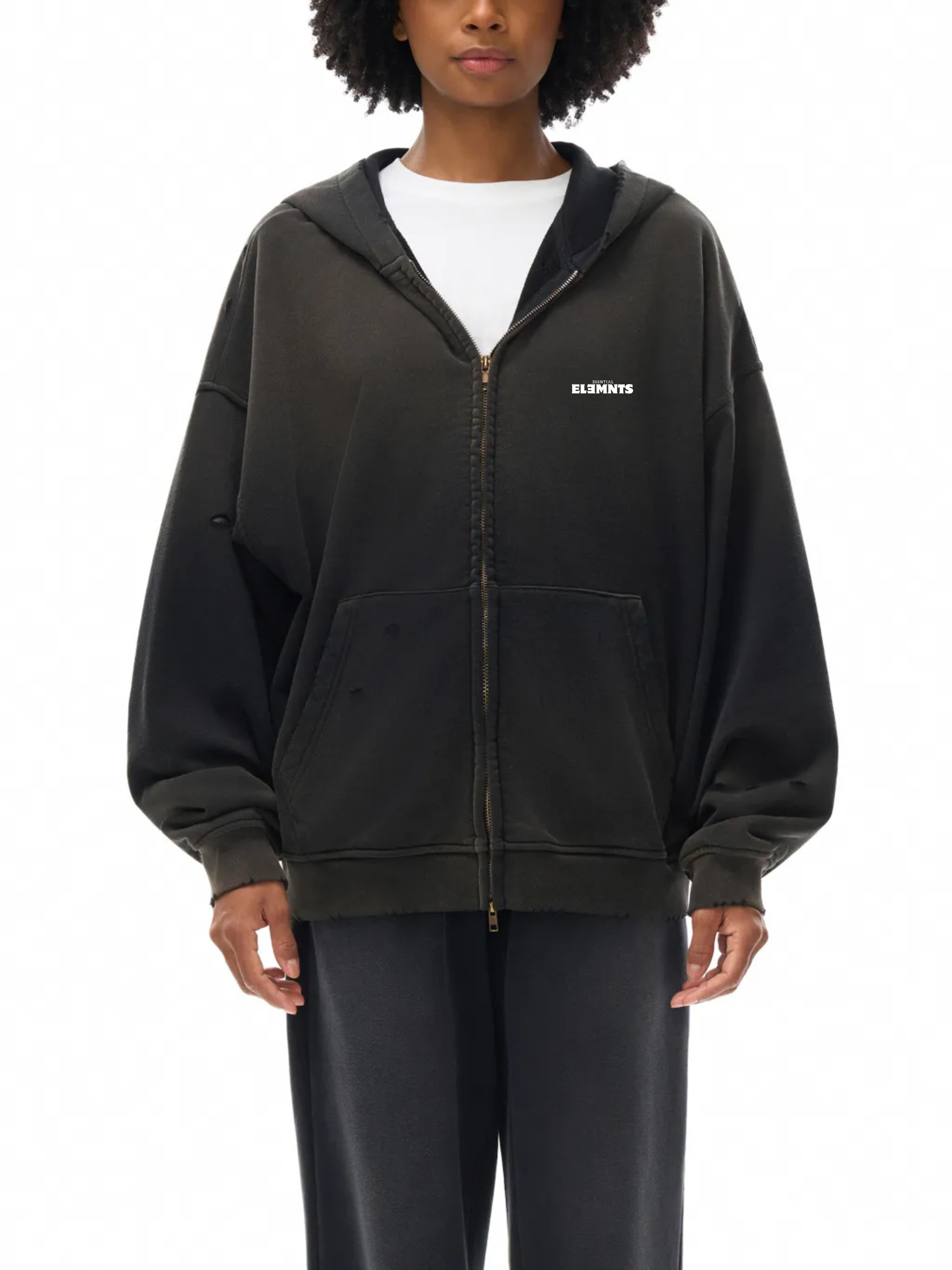 ESSNTIAL ELEMNTS Unisex 420G Frayed Washed Hoodie