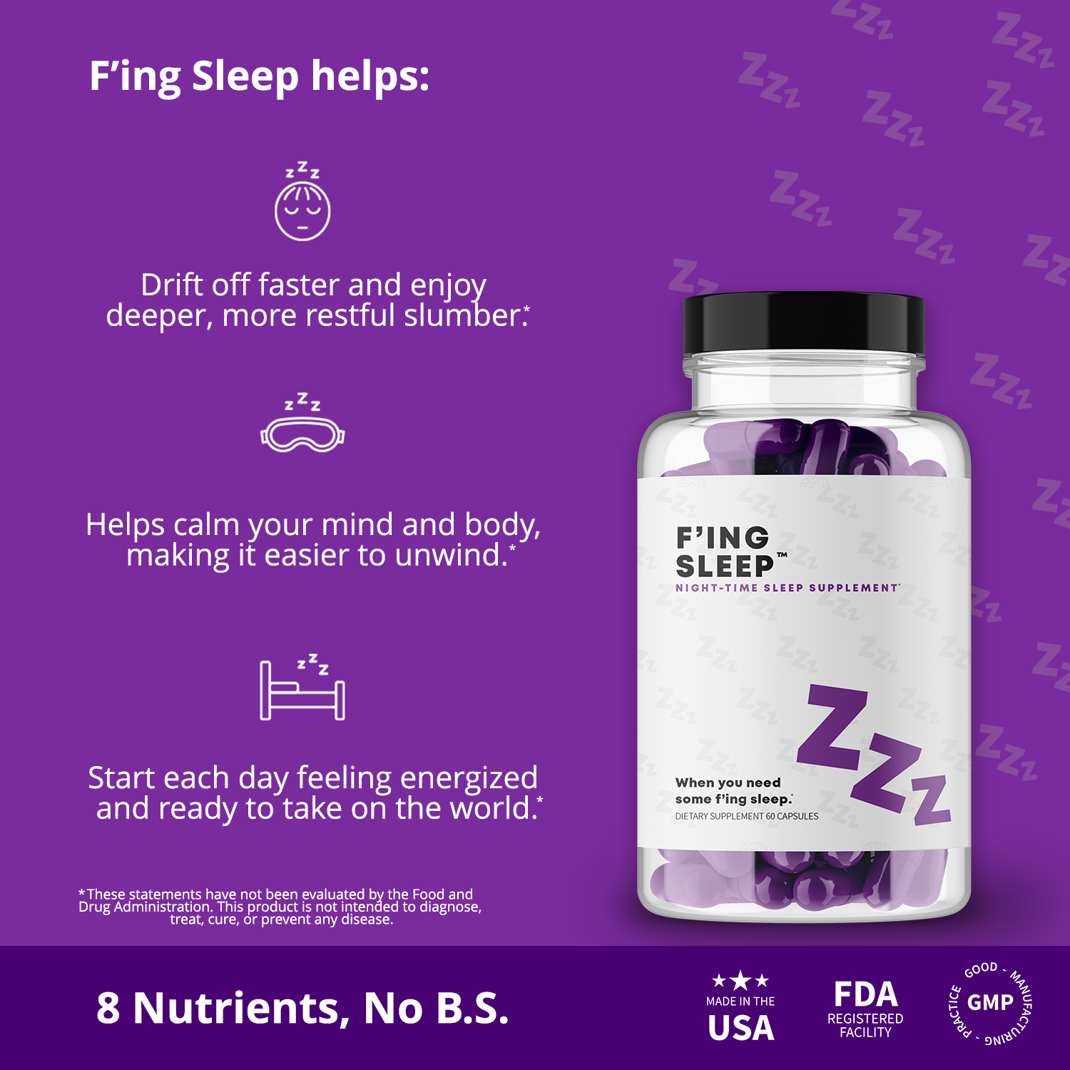 F'ing Sleep Night-Time Sleep Aid Supplement - Best Natural Sleep Aid