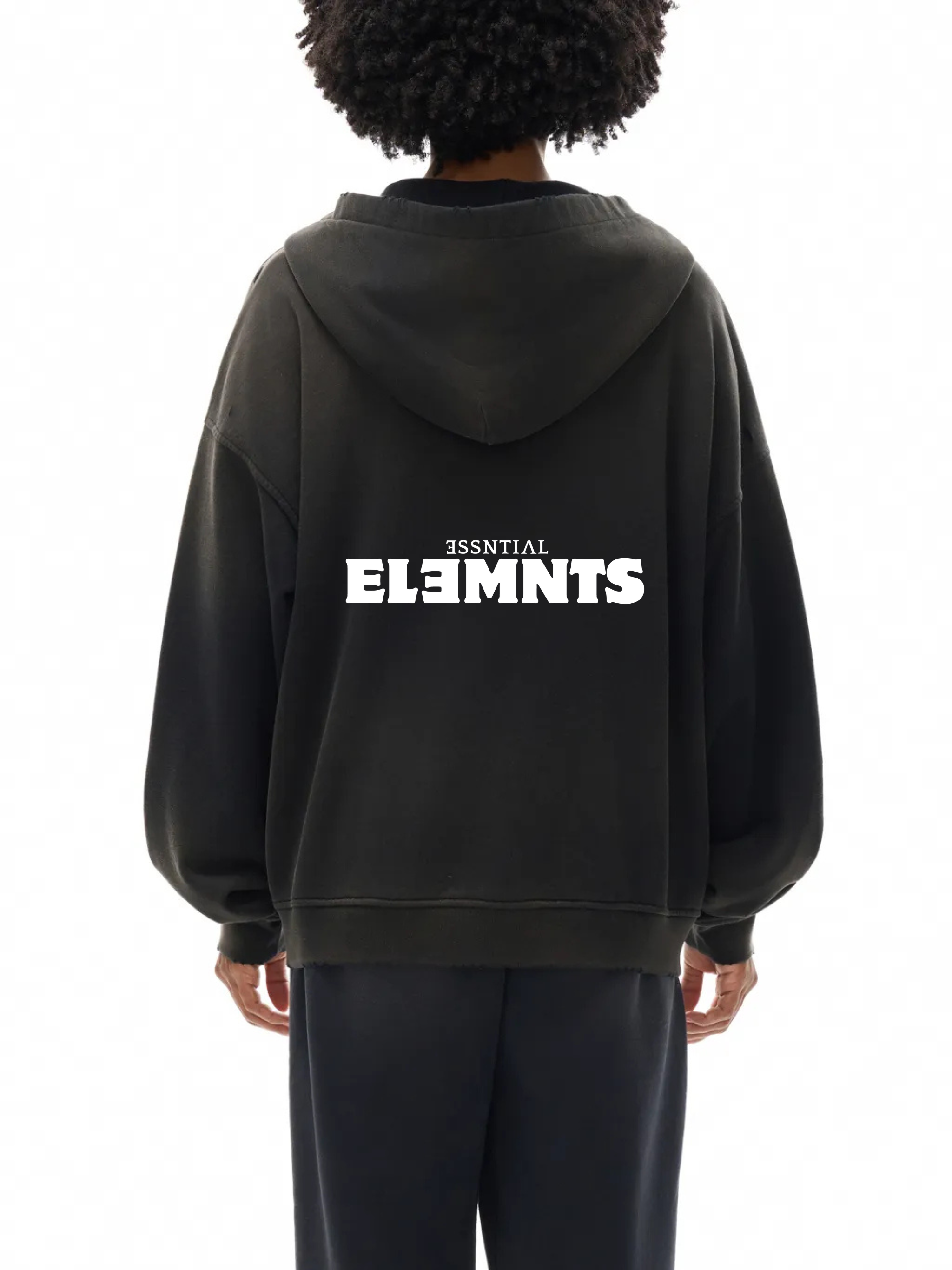 ESSNTIAL ELEMNTS Unisex 420G Frayed Washed Hoodie