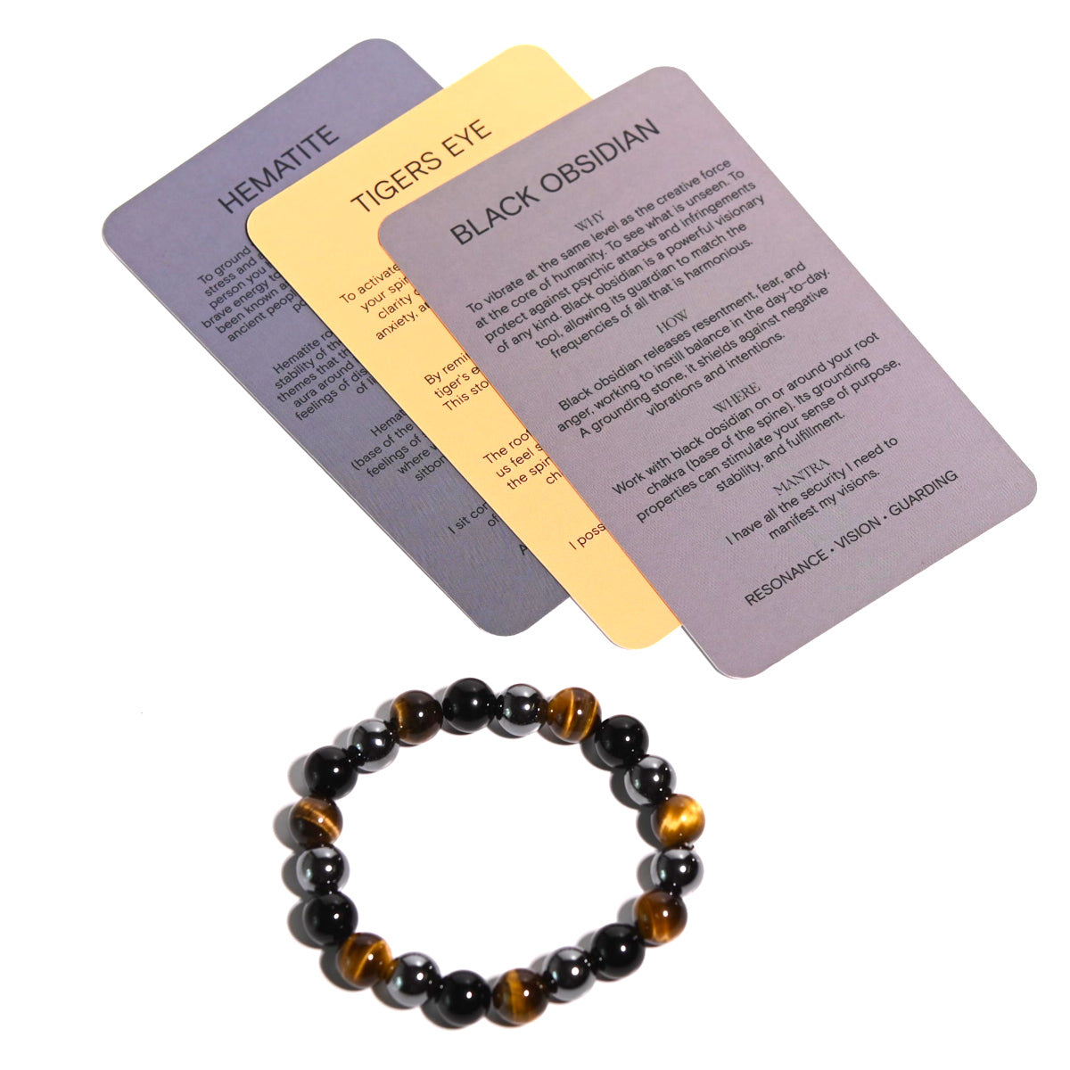 GROUNDED LUCK BRACELET - Tiger's Eye / Hematite /  Obsidian